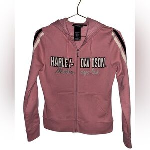 Harley-Davidson Women’s Light Pink Full-Zip Hoodie Jacket Size Small P2P 18”